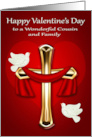 Valentine’s Day to Cousin and Family with White Doves and a Cross card