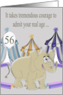 56th Birthday, age humor, general, Elephant with eye glasses, balloon card