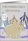 72nd Birthday Age Humor with an Elephant Wearing Eyeglasses card
