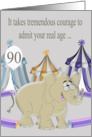 90th Birthday, age humor, general, Elephant with eye glasses, balloon card
