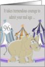 96th Birthday Age Humor with an Elephant Wearing Eyeglasses card