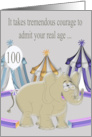 100th Birthday with an Elephant Wearing Eyeglasses and a Balloon card
