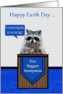 Earth Day, general, humor, adorable raccoon standing at a podium card