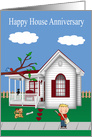 House Anniversary Card with a Beautiful House Theme with a Paper Boy card