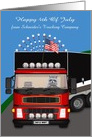 4th Of July to Truck Driver, business custom name, raccoon, semi card