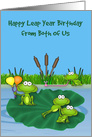 Leap Year Birthday from Both Of Us with Frogs Having Fun on a Lily Pad card