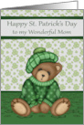 St. Patrick’s Day to Mom with a Bear Wearing a Hat and Shamrocks card