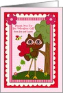 Thank You for the Valentine’s Day Gift, custom name, cute owl, frame card