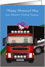 Memorial Day to Truck Driver, business custom name, raccoon, semi card