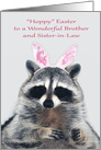 Easter to Brother and Sister-in-Law with a Raccoon Wearing Bunny Ears card