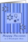 Passover to Mom Card with Star Of Davids against Shaded Stripes card