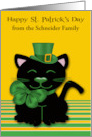 St. Patrick’s Day Custom Name a Black Cat Wearing a Leprechaun Hat card