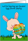 Invitations to Easter Egg Hunt Party, A bunny holding decorated eggs card