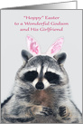 Easter to Godson and Girlfriend with a Raccoon Wearing Bunny Ears card