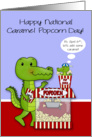 National Caramel Popcorn Day, April 6th, humor, adorable alligators card
