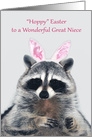 Easter to Great Niece, an adorable raccoon wearing bunny ears card