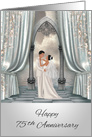 75th Wedding Anniversary with a Dark-skinned Bride and Groom card