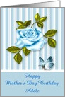 Birthday on Mother’s Day Custom Name with a Blue and White Rrose card