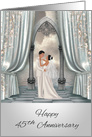 45th Wedding Anniversary, A dark-skinned Bride and groom with ocean card