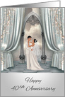 40th Wedding Anniversary with a Dark-skinned Bride and Groom card