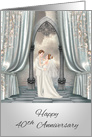 40th Wedding Anniversary, Bride and groom, beautiful ocean view card