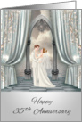 35th Anniversary, Wedding, Bride and groom, beautiful ocean view card