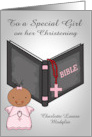 Congratulations on Christening Custom Name to Dark Skinned Baby Girl card