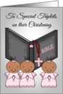 Congratulations, Christening, dark-skinned triplet girls, general card