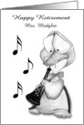 Congratulations, Retirement Music Teacher, custome name, cute duck card