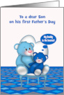 First Father’s Day to Son with Baby Boy Cute bears Sitting in a Chair card