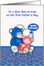 First Father’s Day to Son in Law with a Bear Holding a Baby Girl Bear card
