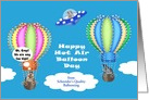 Hot Air Balloon Day, custom business name, June 5th, raccoons card