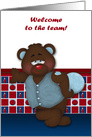 Welcome to the team, bowling, general, cute bear holding a ball card