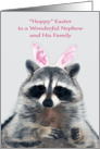 Easter to Nephew and Family, an adorable raccoon wearing bunny ears card