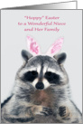 Easter to Niece and Family, an adorable raccoon wearing bunny ears card
