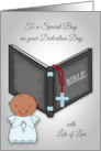 Congratulations on Dedication Day with a Dark Skinned Boy and Bible card