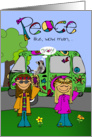International Day Of Peace, general, hippies with raccoon driving van card