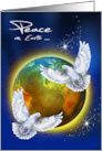 Christmas with Beautiful White Doves Flying in Front of the Earth card