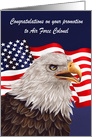 Congratulations on Promotion to Air Force Colonel with Eagle on a Flag card