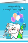 Birthday to Dental Hygienist Card with a Tooth and a Bunch of Balloons card