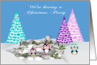Invitations, Christmas Party, general, penguins on ice and snow card