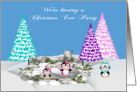 Invitations, Christmas Eve Party, general, penguins on ice and snow card