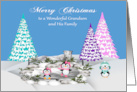 Christmas to Grandson and Family Adorable Penguins on Ice and Snow card