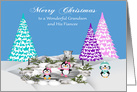 Christmas to Grandson and Fiancee with an Adorable Penguins on Ice card