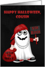 Halloween to Cousin, Rapper ghost with a bag of treats holding sign card