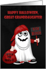 Halloween to Great Granddaughter, Rapper ghost with a bag of treats card