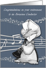 Congratulations to Conductor, retirement, cute duck playing an oboe card