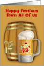 Festivus from All Of Us, a decorated mug of beer with a mini keg card