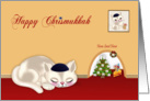 Chrismukkah, interfaith, general, cat wearing yarmulke with mouse card
