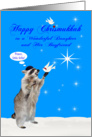 Chrismukkah to Daughter and Boyfriend, interfaith, racoon with doves card